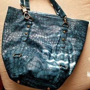 Steve MADDEN large teal croc print handbag